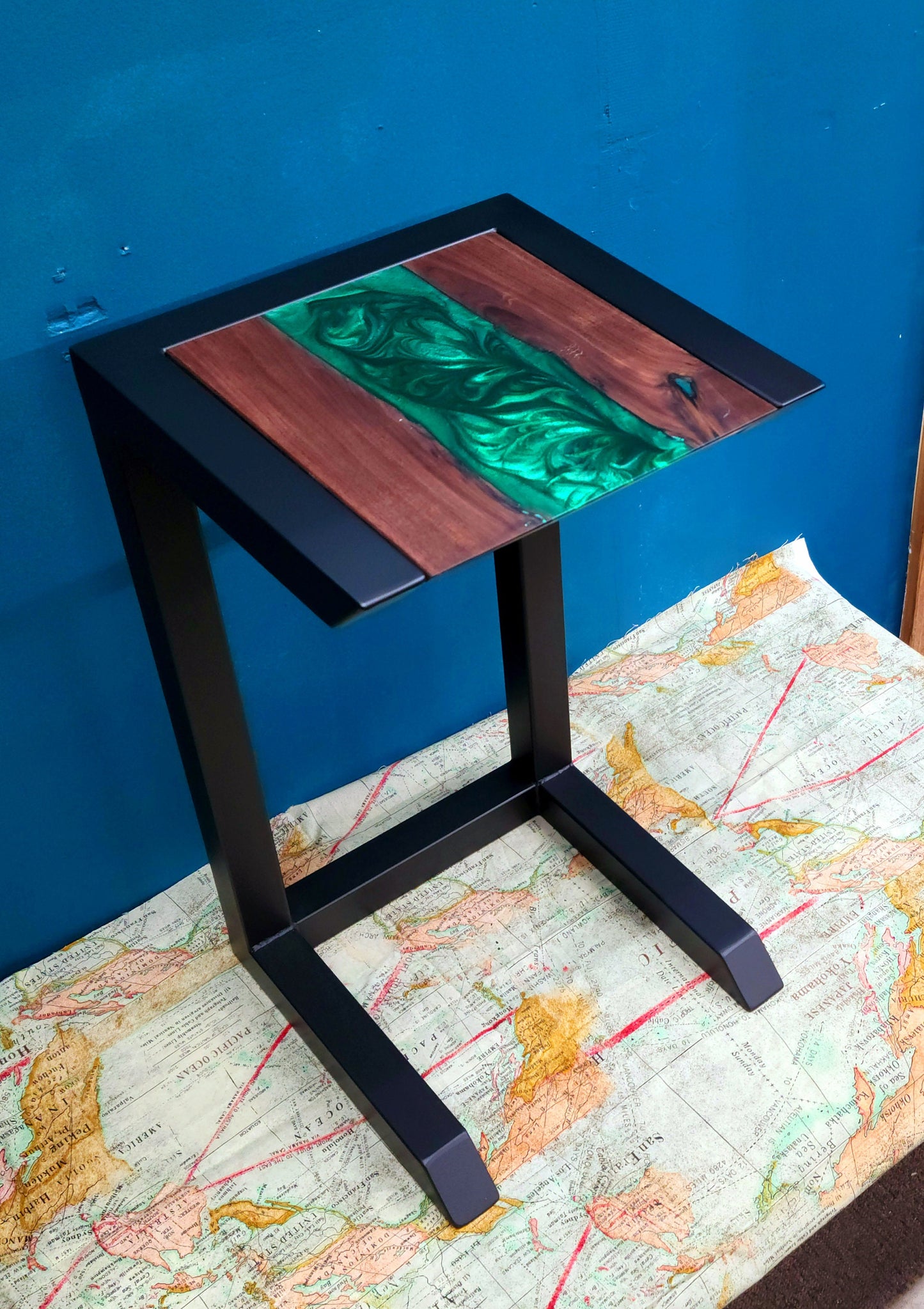 Made to Order - Epoxy Resin Couch Side Table - Coffee Table - C-side Desk - Handmade in USA