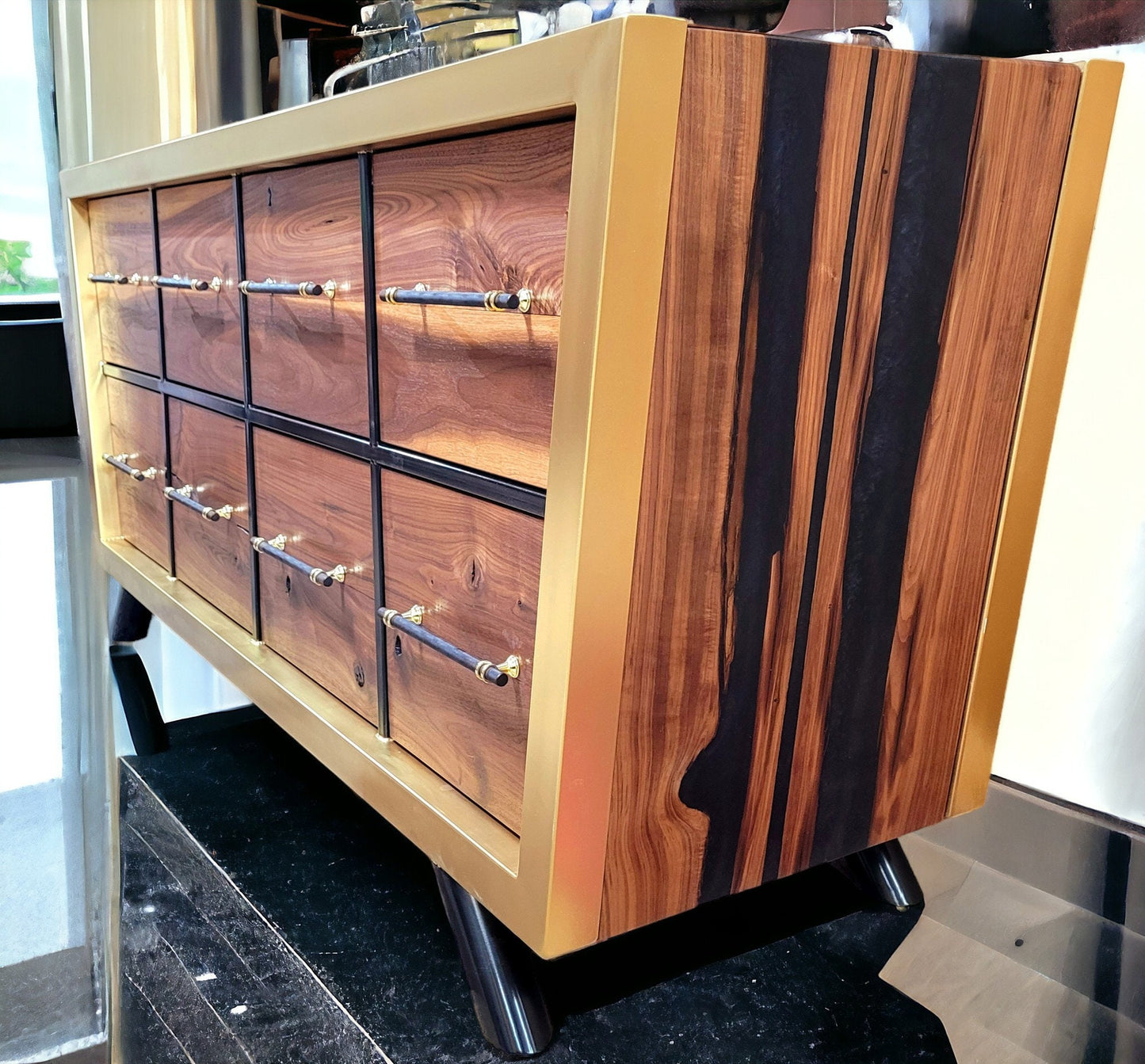 Ready to Ship "Black Gold" Handmade Chest of Drawers