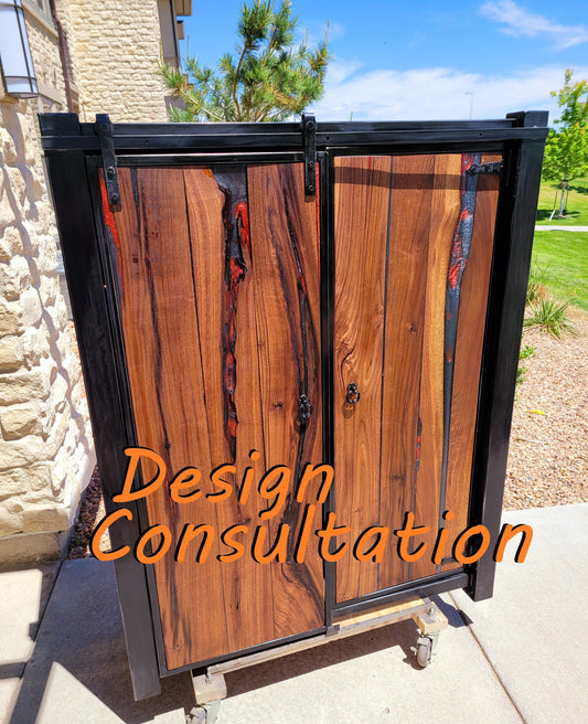 Design Consultation - Barndoor Dresser - Liqour Cabinet - Handmade per Order - American Black Walnut & Epoxy Inlay