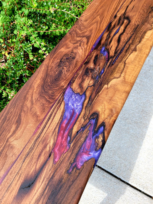 Made to Order - Purple Rain & Savage Red - Oversized Indoor/Outdoor Bench - Plant Table
