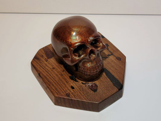 Ready to Ship! - Vitality Infused Skull - Health Red/Kiwi Burgandy - Black Walnut Base w/Kiwi & Black Onyx