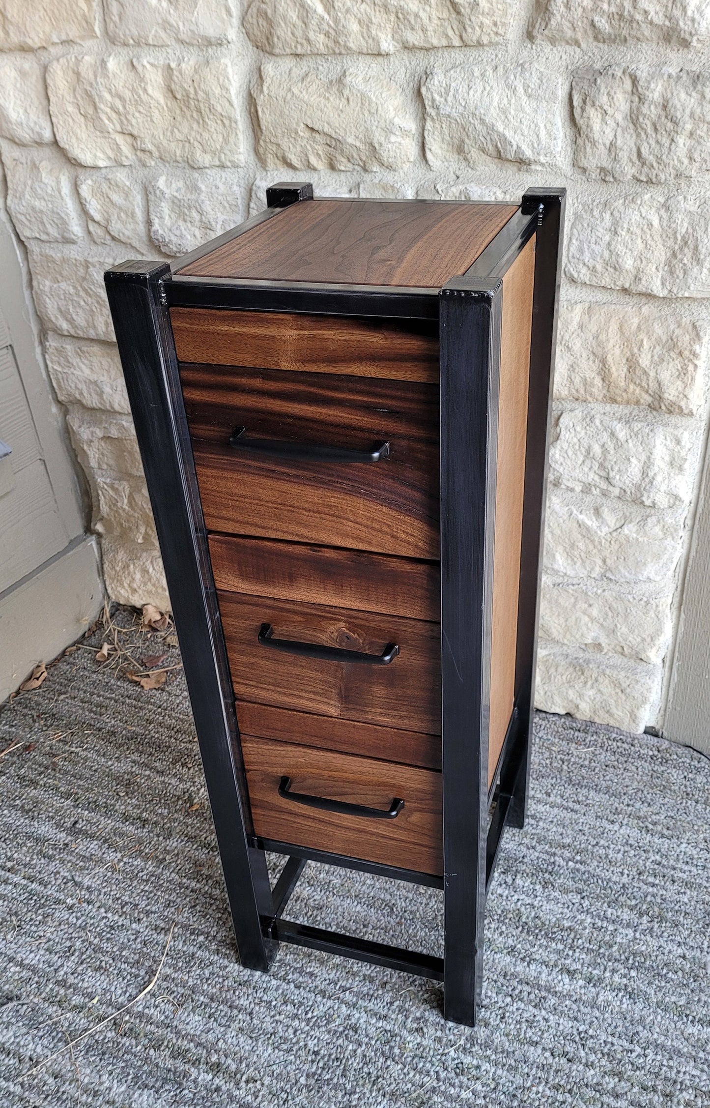 Custom Order! - Three Drawer Nightstands with American Black Walnut & Real Steel