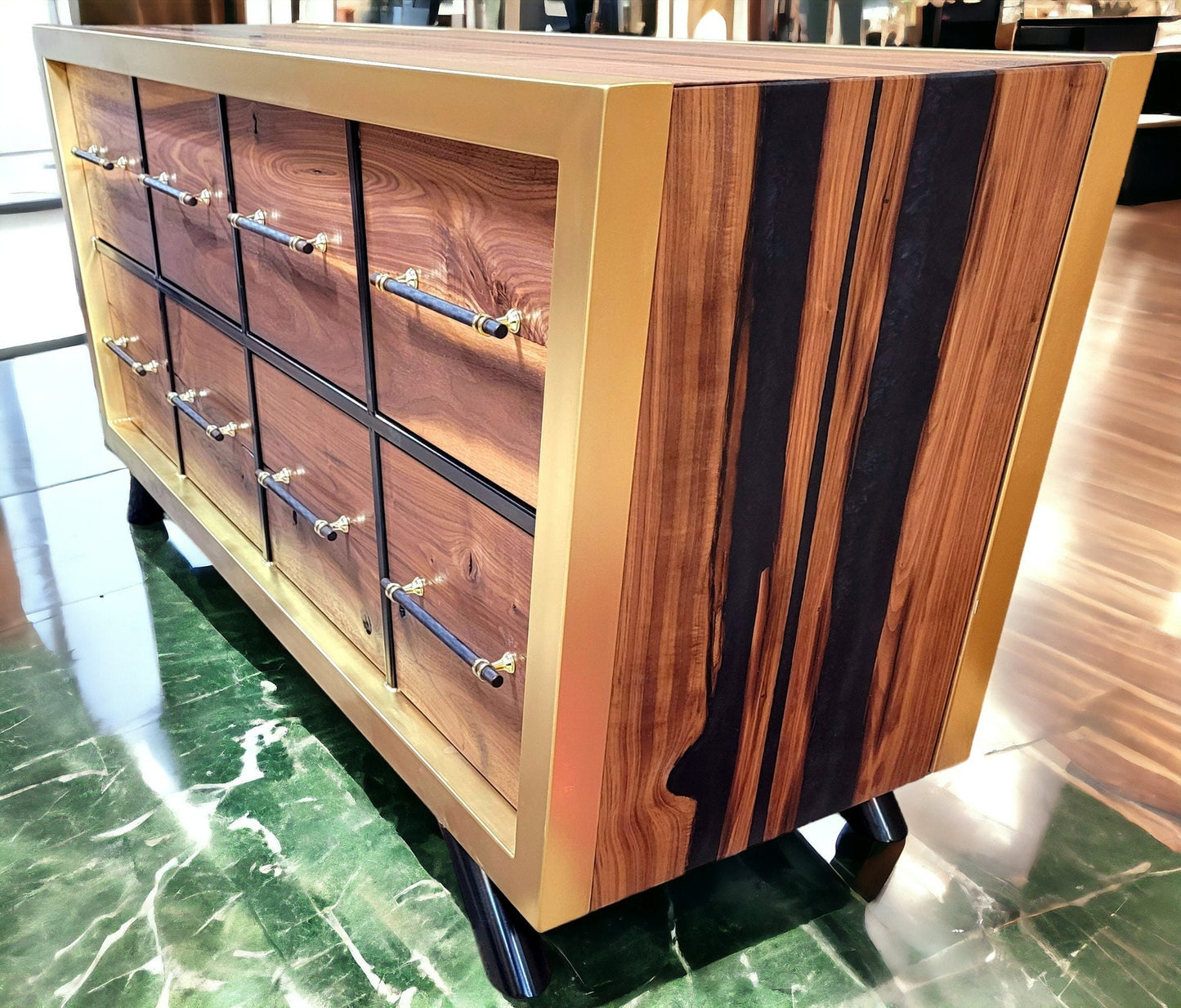Ready to Ship "Black Gold" Handmade Chest of Drawers