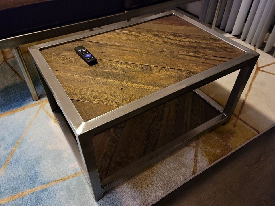 Start a Discussion! - Custom Built Coffee Table - Real Steel & Reclaimed Wood from Colorado