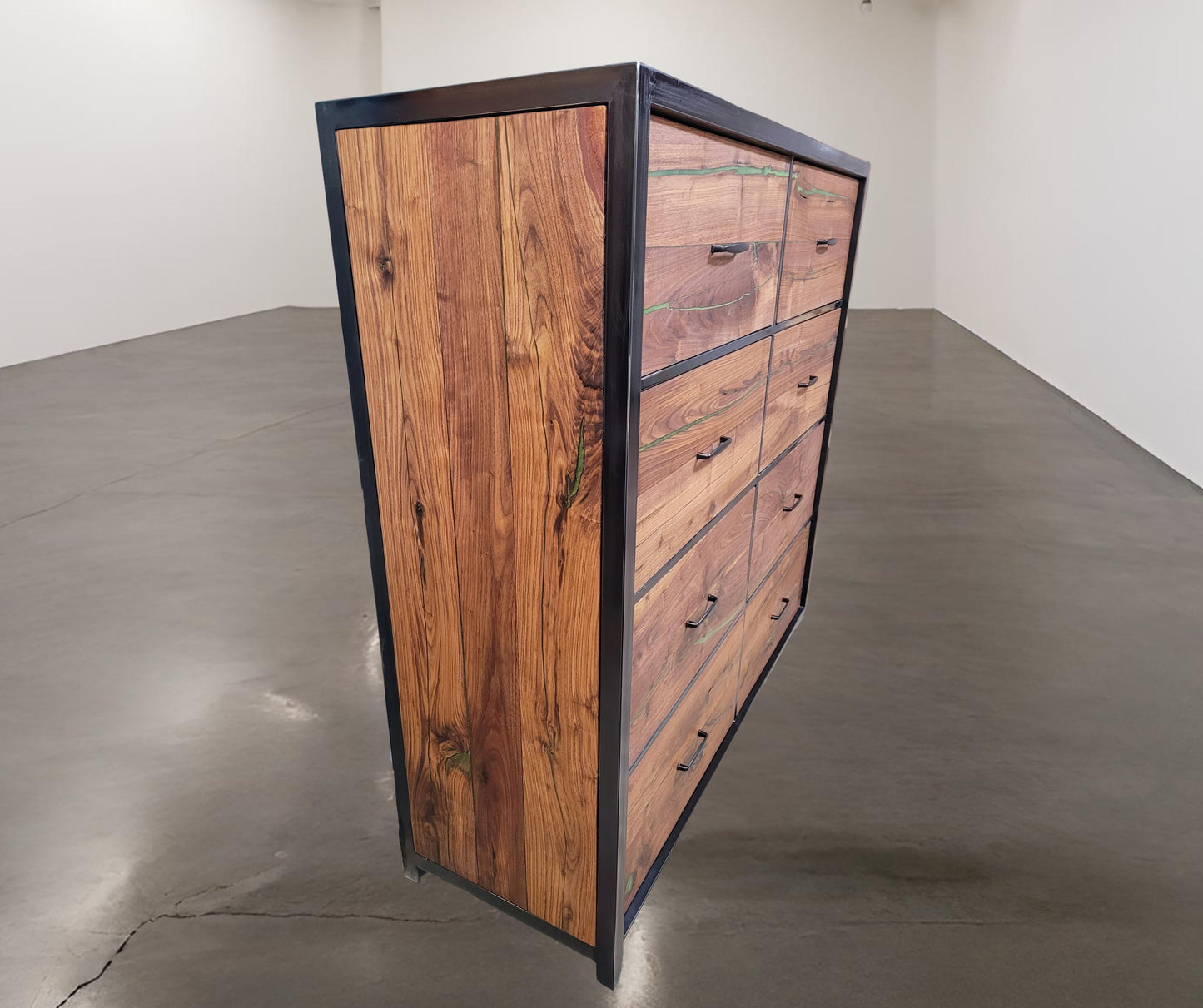 Custom Order! - Oversized Eight Drawer Walnut/Steel Dresser - Handmade to Order
