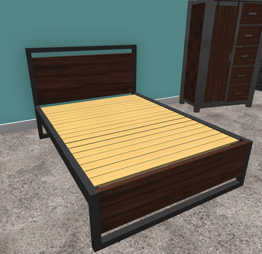 Live Edge American Walnut and Metal Bed - Made to Order