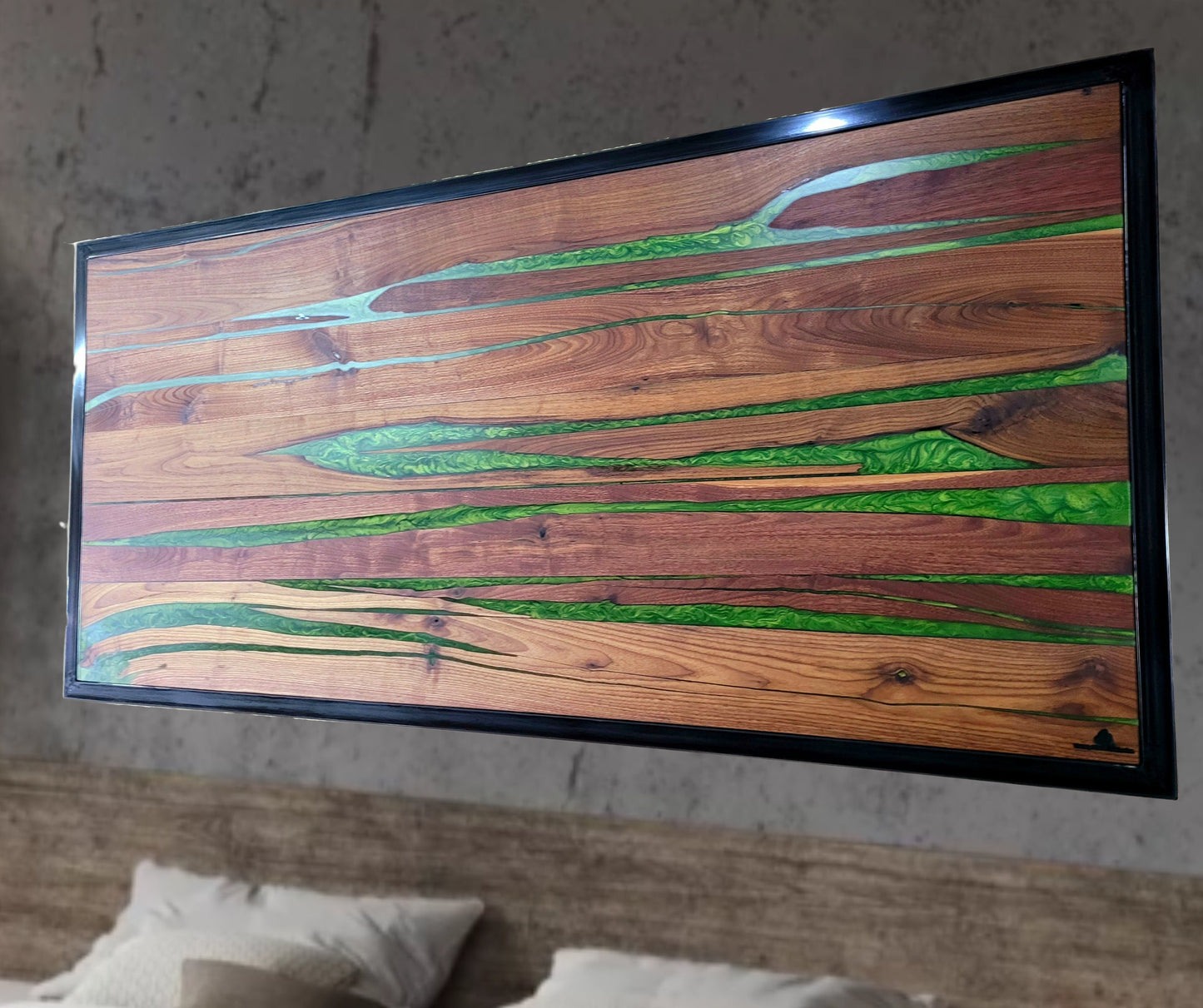 Made to Order Headboard ~ American Black Walnut & Epoxy ~ Handmade Rustic Modern Wall Mounted