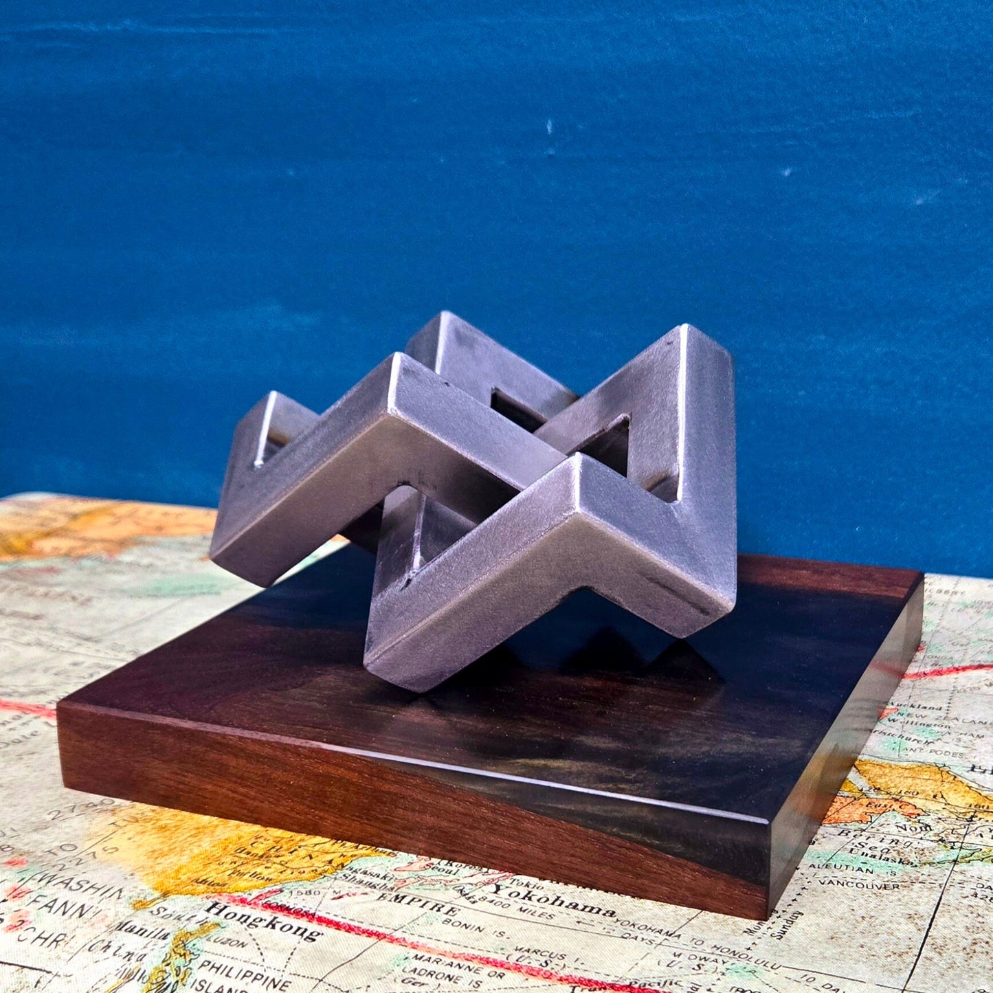 The Real Infiniti Cube - Handmade from Real Steel - American Walnut & Epoxy base
