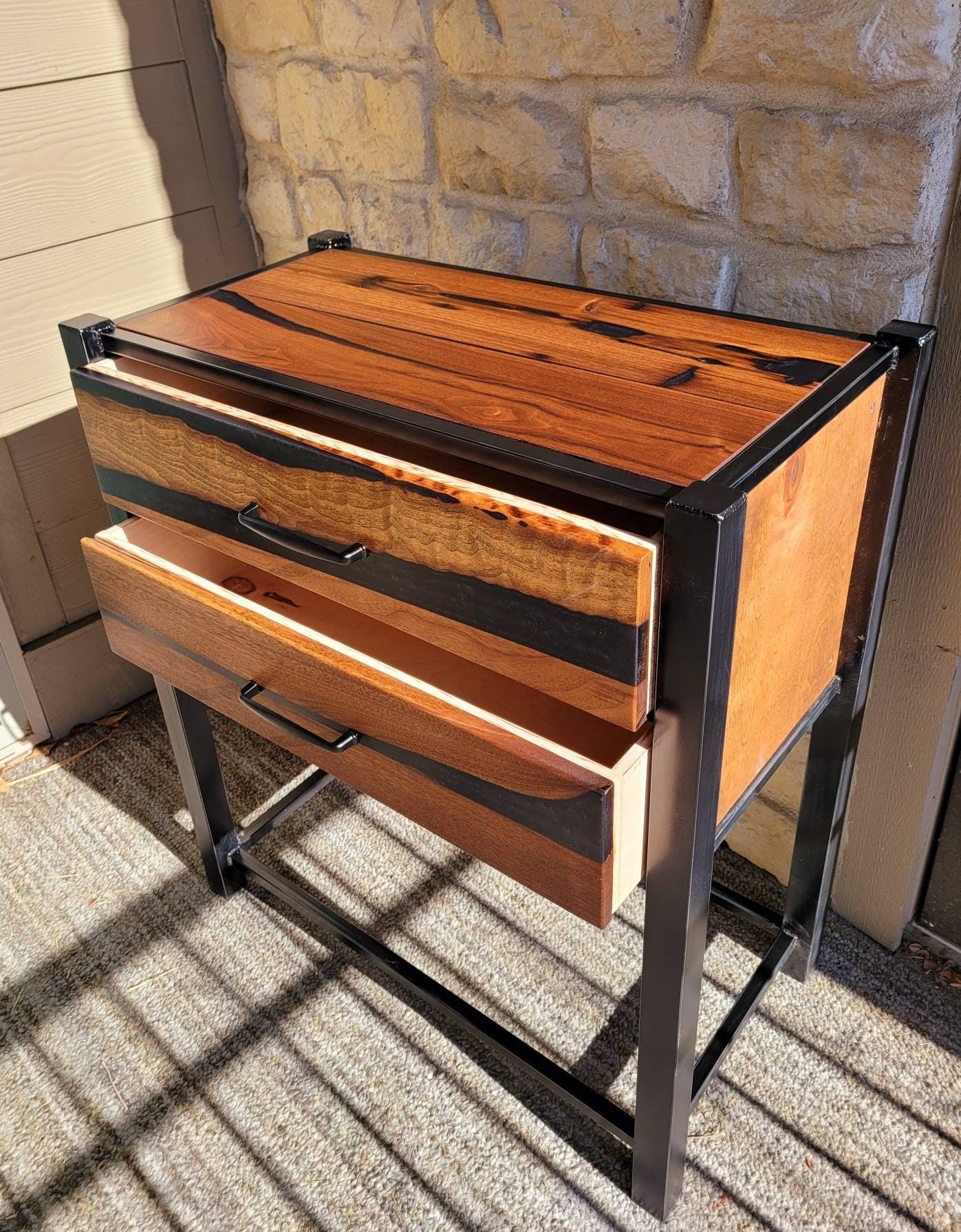 Bedroom Nightstand - Home Furnishing - Small Table with Drawers - Handmade