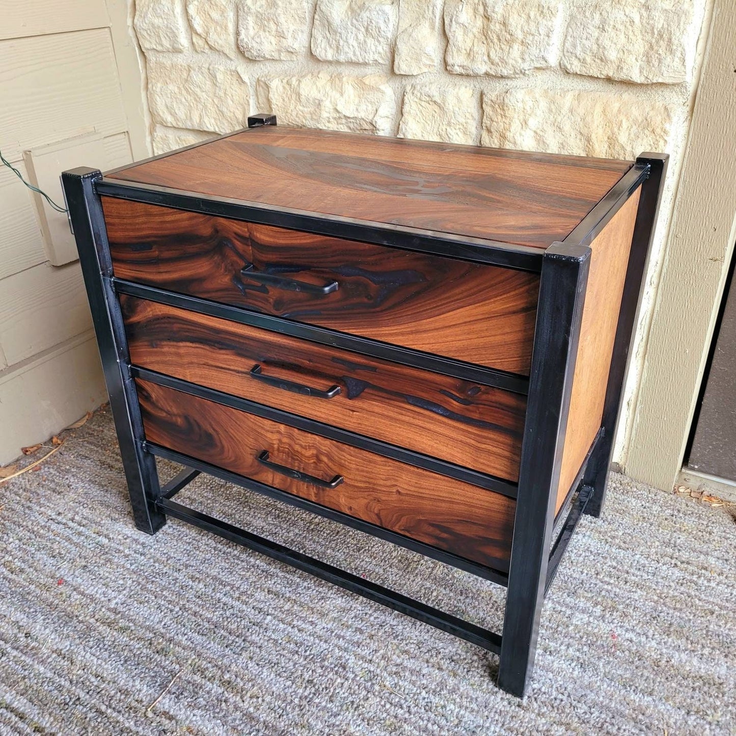 Custom Order - Three Drawer Nightstand with Epoxy Inlay