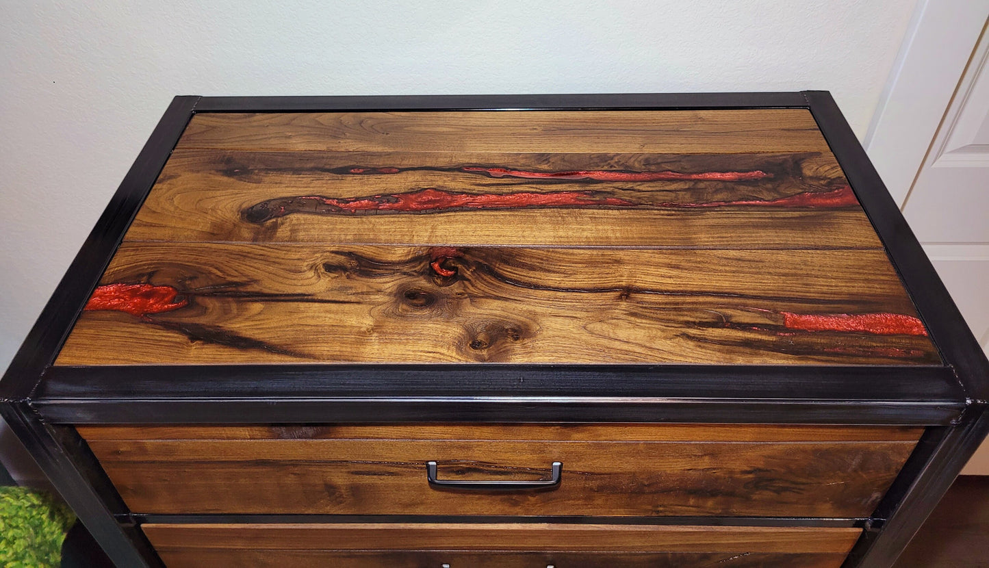 Made to Order~Vertical Dresser with Colored Epoxy Included~Handmade USA