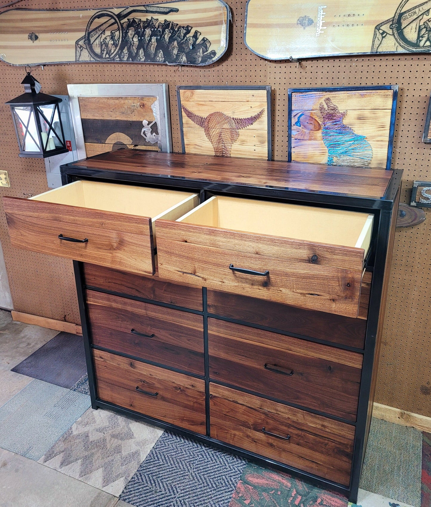 Oversized Eight Drawer Walnut Dresser - Handmade to Order - Ships Free inside Colorado!