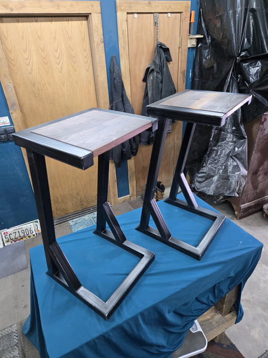 Industrial Bar Stools - Made to Order - Black Walnut - Epoxy Available