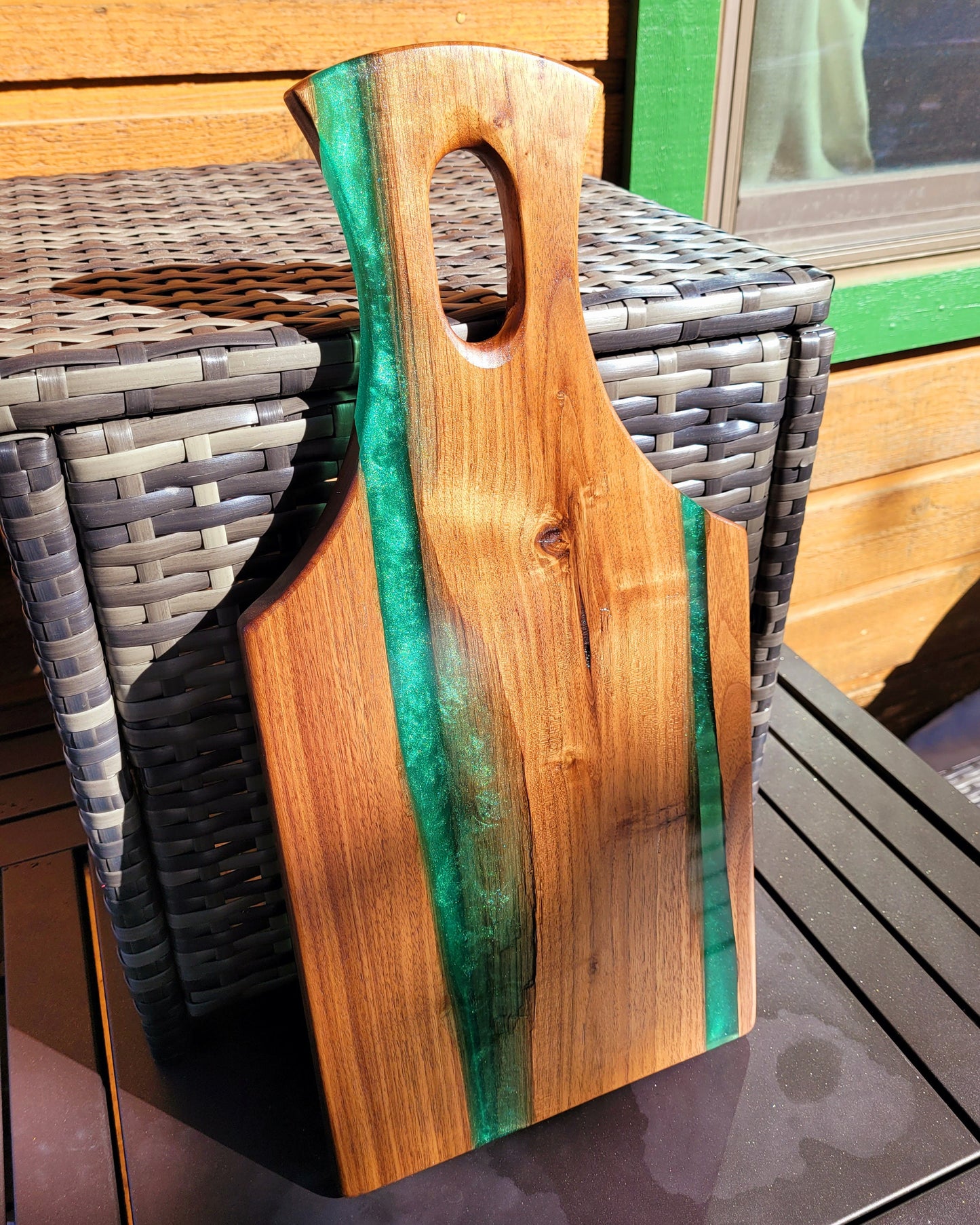 Made to Order! - Emerald Green & Gold - American Black Walnut Cutting Board Colored Epoxy