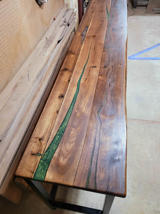 Start a Discussion! - Colored Epoxy Resin Table - 100% Handmade in Colorado - Black Walnut - Black Diamond Pigments